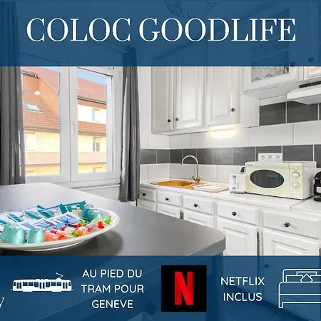 Gasthuis Homey Coloc Goodlife - Colocation Moderne - Privees - Wifi Et Netflix - Au Pied Du Tram Pour Geneve *